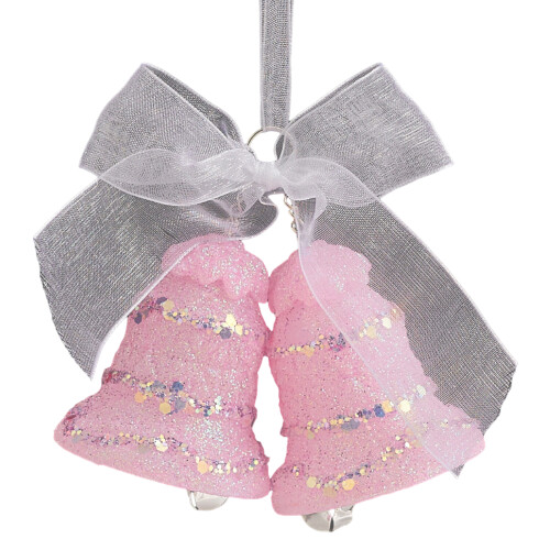 Pink Glitter Christmas Ornaments Acrylic Bow Bell Tree 1