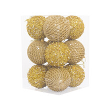 Christmas Ball Ornaments Glitter Shatterproof 12 Pcs Yellow