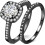 Silver Rose Gold Bridal Ring Set 1.5 Carat 1