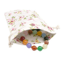 100Pcs Floral Burlap Drawstring Bags, Linen Gift Bag Jewelry Pouches Sacks for Christmas Wedding Party, 5.3 X 3.9 Inch