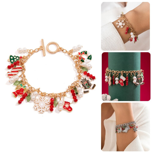 Christmas Tree and Snowflake Bracelet Beaded Wrist Chain 1