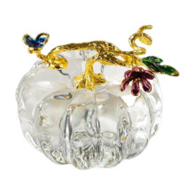 Hand Blown Glass Pumpkin Ornament Crystal Design 1 Piece