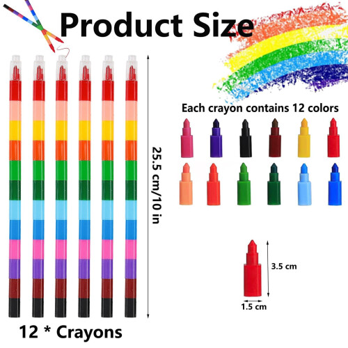 Rainbow Crayon Set Stackable DIY 6 Pcs 12 Colors 2