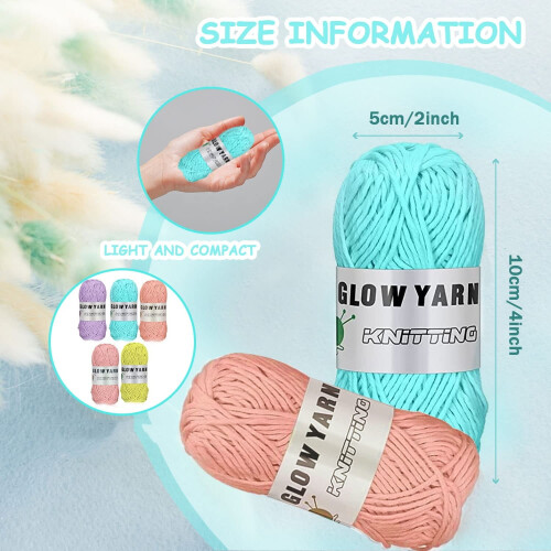 Glow-in-Dark Yarn Fingering Weight 5 Rolls 50yd Each 1