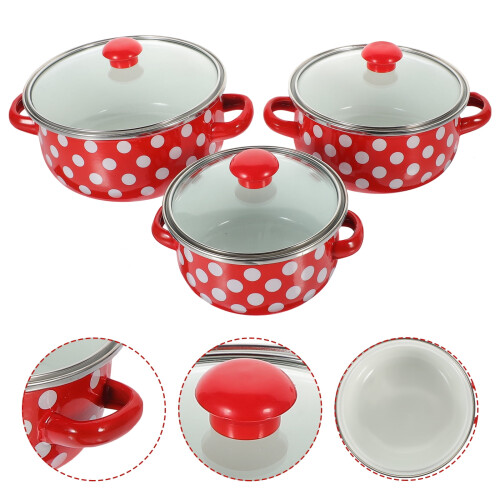 Enamel Cooking Pot Set with Double Handles 1 Set