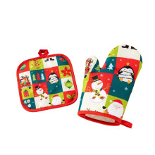 Kitchen Mitts and Mat Set Christmas Baking Insulated Gloves