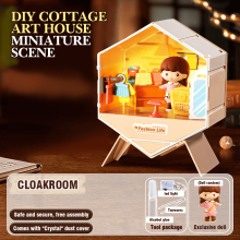 Mini Doll House Building Kit with Lights, DIY Craft for