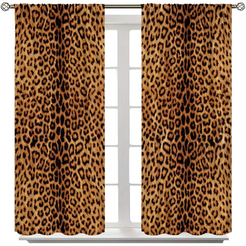 Leopard Print Curtains Brown 52x63 Inch 2 Panels 1