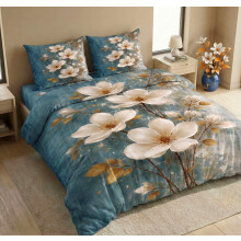 Vas Collections 300 Tc Cotton Double Bedsheet For Super King Bed (108108 In) | 7D Digital Printed Floral Bedsheet With 2 Pillow Covers | Soft Wrinkl