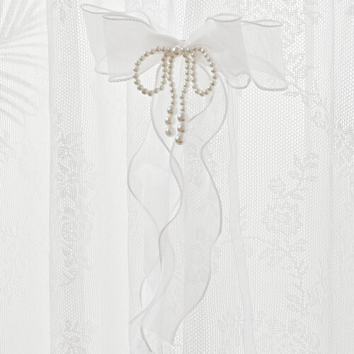 Bowknot Curtain Tiebacks with Pearls 2 Pcs 2