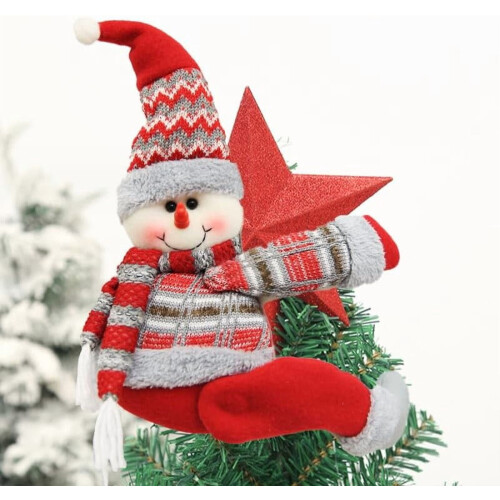 Snowman Tree Topper Plush Hugger with Velcro 1 pc
