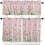 Floral Kitchen Curtains Set Green Blue Pink 3-Pc 1