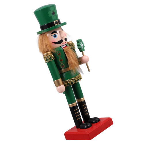 Wooden Nutcracker Ornament Green Soldier Shape 1 Set 1