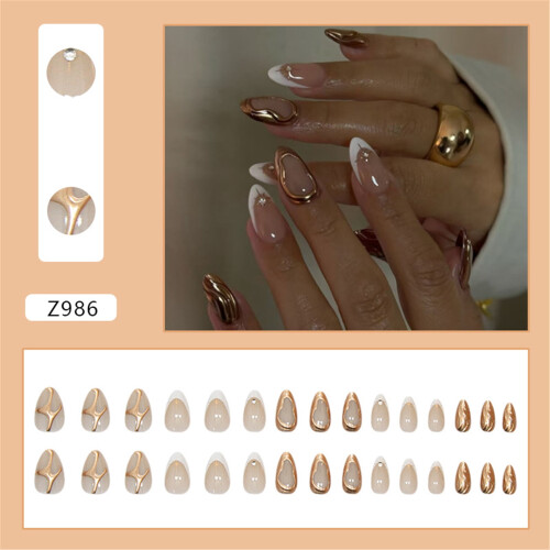 Almond Press-on Nails Sun Design 24 Pieces 1