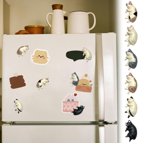 3D Cat Refrigerator Magnets Set of 6