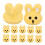 Rabbit-Shaped Resin Buttons Yellow 12 pcs 4