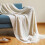 Knitted Throw Blanket Yellow Soft Warm Lightweight Tassel 4