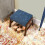 Moderion Small Footstool Solid Wood Legs Navy Upholstered 5