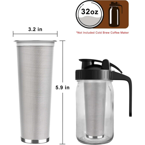Cold Brew Coffee Filter for 32oz Mason Jars Fine Mesh 304 1