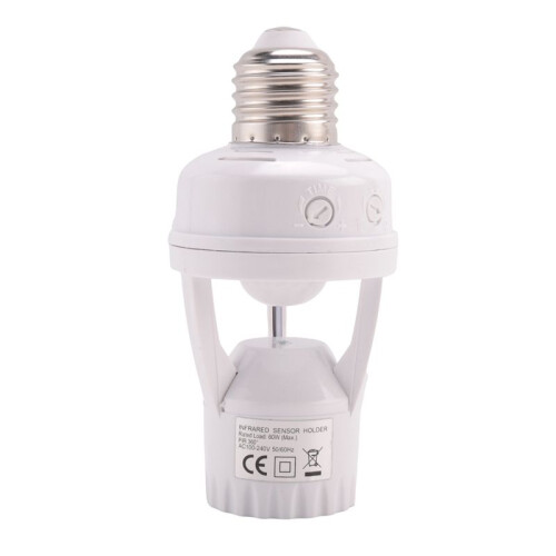 2X E27 LED 220V Screw Light Bulb Holder LED PIR Infrared Motion Sensor Lamp with  Socket Identify E27