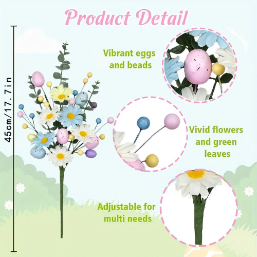 Artificial Easter Egg Stems with Berries and Leaves 12 Pack 2