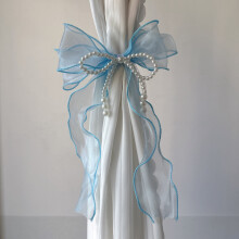Bowknot Curtain Tiebacks with Pearls 2 Pcs