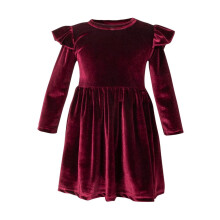 Velvet Dress for Toddler Girls A-line Ruffle Long Sleeve