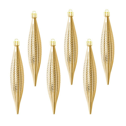 Gold Christmas Tree Ornaments Set 6 pcs 16 cm electroplated