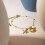 Shell Starfish Anklet with Pearl Beads Gold-Plated 5