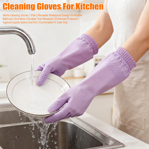 Nitrile Cleaning Gloves Reusable Waterproof 1 Pair 1