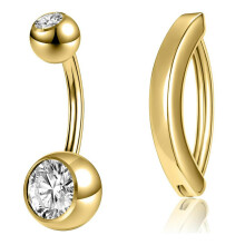 925 Sterling Silver CZ Navel Ring Clicker Barbell Jewelry