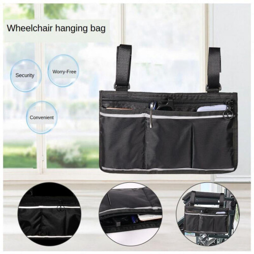 Wheelchair Armrest Pouch Black 1 Piece 1