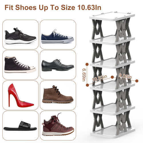 Shoe Rack Vertical Foldable 6-Tier Narrow 2
