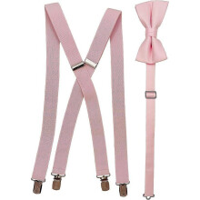 Men's X-back suspenders and bowtie set in assorted colors