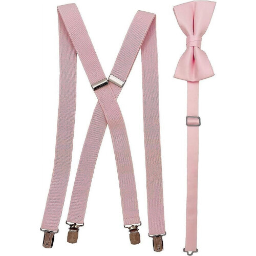 Men's X-back suspenders and bowtie set in assorted colors
