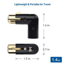6 Stck Audio-Adapterstecker, Verstellbar, Stecker auf Buchse, Rechtwinkliger XLR-Adapter, 3-Polig, Schwarz (XLR-90-Grad-Adapter)