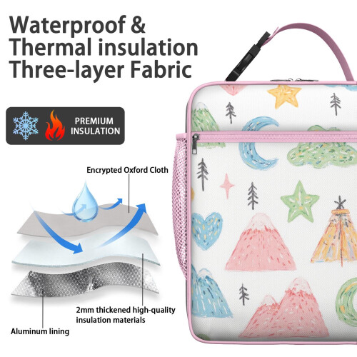 Rainbow Cartoon Insulated Lunch Box Bag Reusable 1-Pack 1