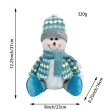 Santa and Snowman Blue Sitting Christmas Figurine 1 Pack