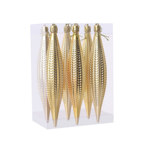 Gold Christmas Tree Ornaments Set 6 pcs 16 cm electroplated 1