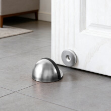 No-Drill Door Stopper Stainless Steel Rubber Floor Mount