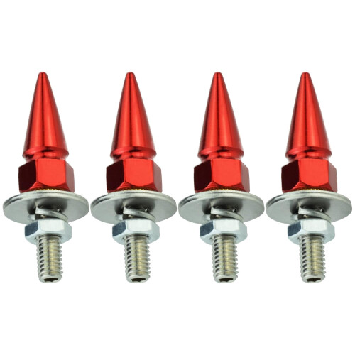 Red Anti-Theft Spike License Plate Screws 4 pcs