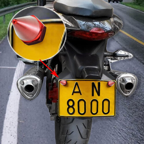 Red Anti-Theft Spike License Plate Screws 4 pcs 2