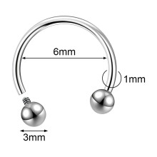 Surgical Steel Internally Threaded Septum Ring 1.0x6mm