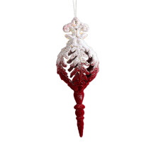 Christmas Snowflake Ornament Red Glitter Flocking Plastic 1