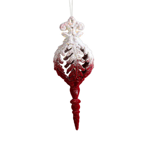 Christmas Snowflake Ornament Red Glitter Flocking Plastic 1