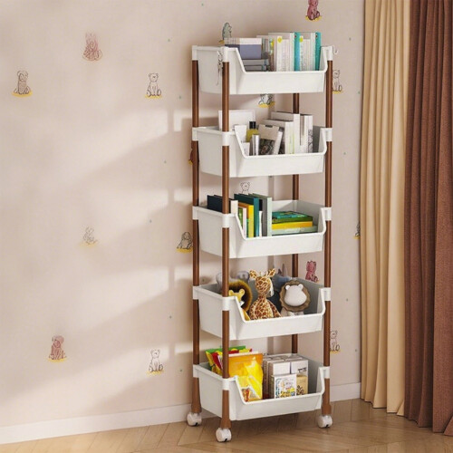 Mobile Storage Rack with Rollers and Layers
