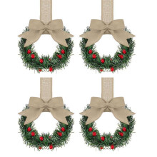 Christmas Mini Cabinet Wreath with Red Berry and Ribbon Bow