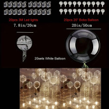 Glowing Bubble Balloons Kit 40 pcs 20 balloons 20 LED lights