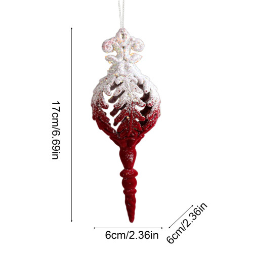 Christmas Snowflake Ornament Red Glitter Flocking Plastic 1 2