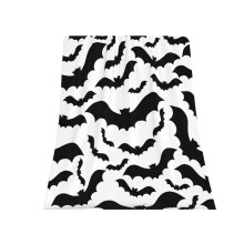 Halloween Throw Blanket Soft Plush Bats Black White 40x30